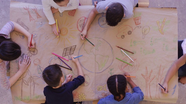 儿童彩绘环保壁画视频素材