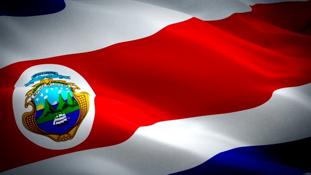 哥斯达黎加国旗运动循环视频在风中飘扬。现实的哥斯达黎加国旗背景。哥斯达黎加旗帜循环特写1080p全高清1920X1080镜头。哥斯达黎加国家国旗镜头视频电影视频下载