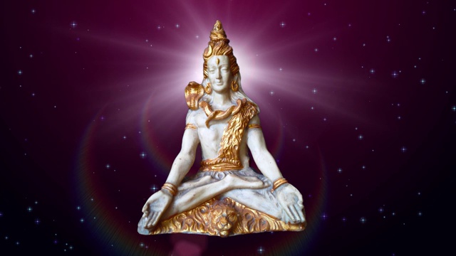 主湿婆雕像揭示动画与红色星空的背景视频下载