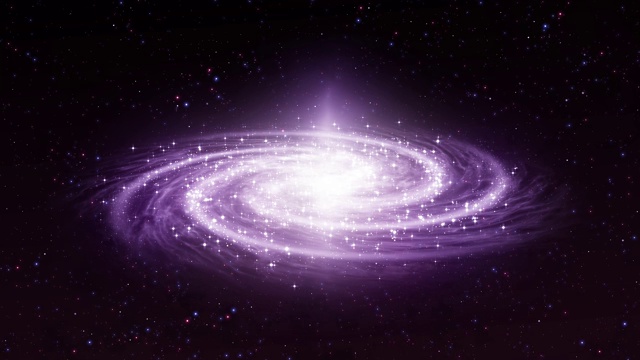 宇宙空间中紫色场景银河系螺旋星系运动视图模拟视频下载