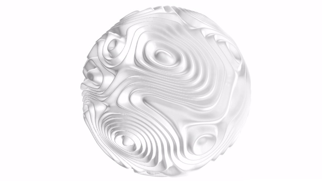 白色3D球体与液体波纹在循环的背景视频素材