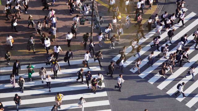 在日本东京，人群正在穿过斑马线。视频购买