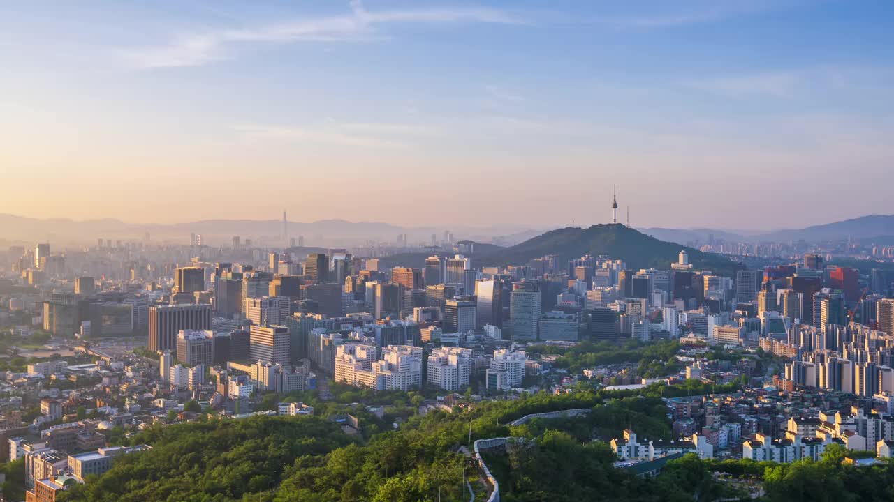 韩国首尔城市天际线的时间推移。视频下载