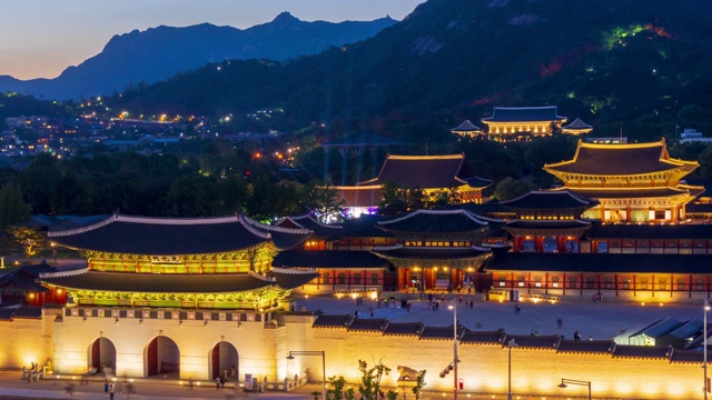 韩国首尔京福宫夜景。视频素材