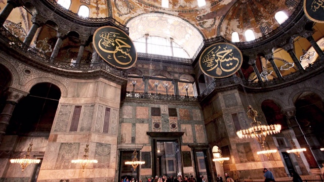 伊斯坦布尔的圣索菲亚大教堂(Ayasofya)内部Hyperlapse视频下载