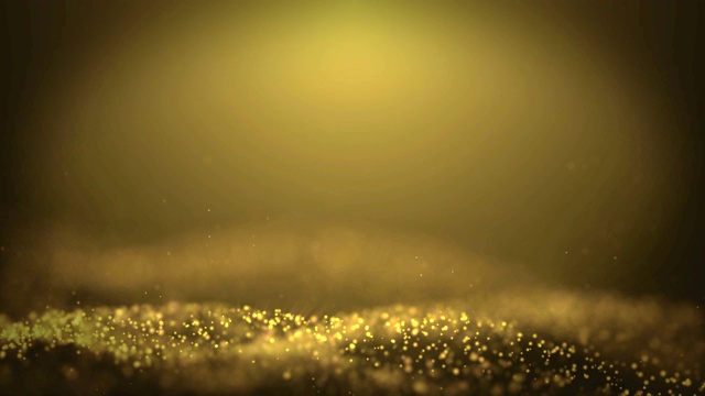 流行的抽象背景闪烁金色尘埃粒子星星火花波循环3d动画4k视频素材