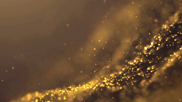 流行的抽象背景闪烁金色尘埃粒子星星火花波循环3d动画4k视频素材