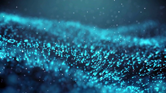 流行抽象背景闪烁蓝色尘埃粒子星星火花波循环3d动画4k视频下载