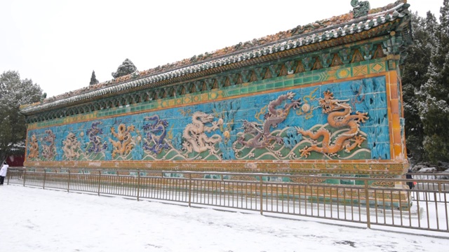 雪花中的中国九堵墙视频素材