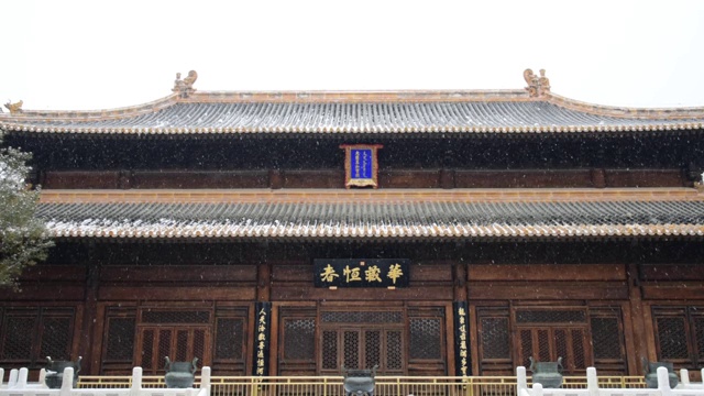中国古代建筑在雪花中视频素材