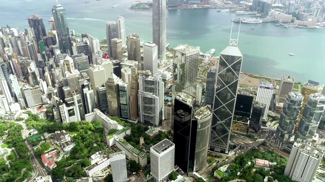 绿色香港城大厦的俯视图视频下载