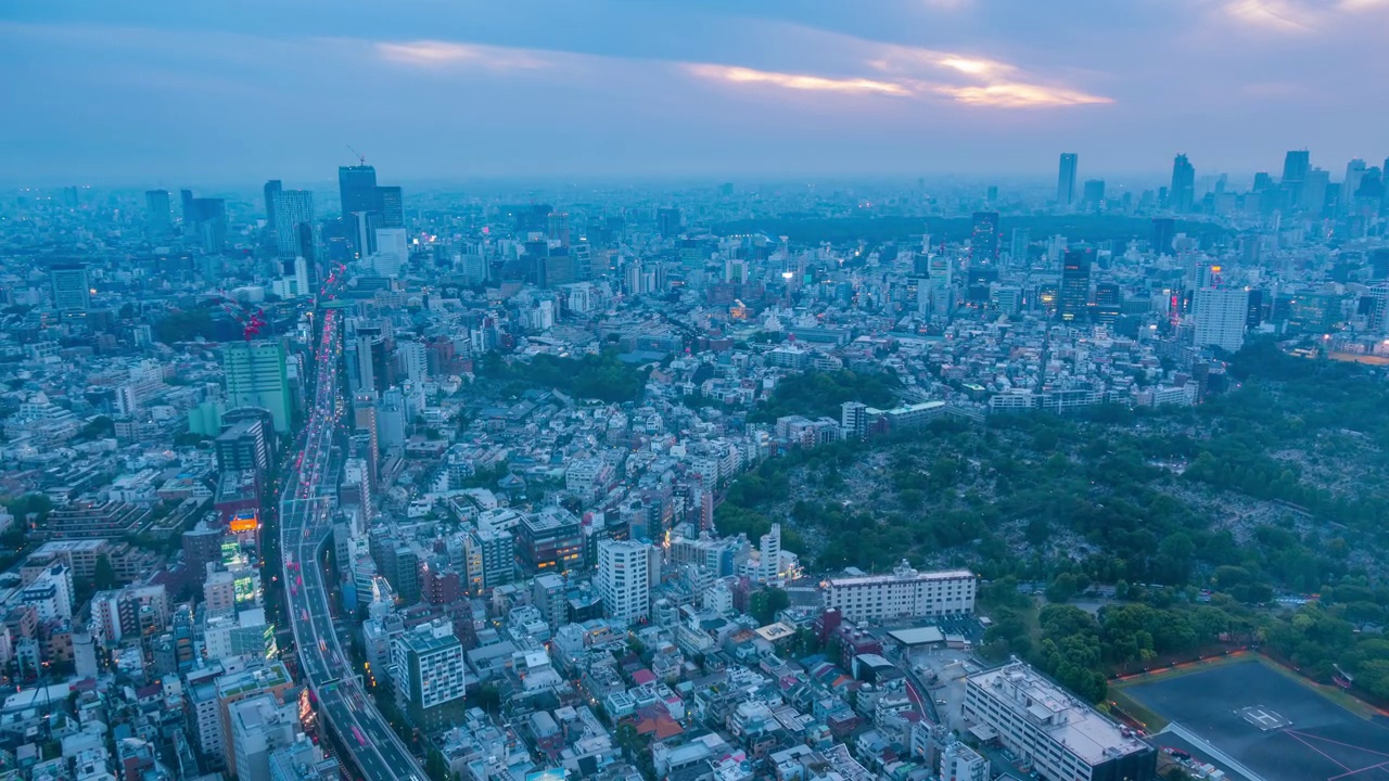 从白天到黑夜的东京城市景观视频下载