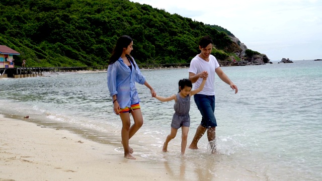 海滩上的幸福家庭视频素材