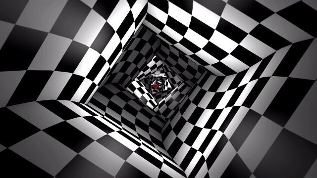 方形象棋隧道中的红球(象棋比喻)。3 d动画。无缝循环视频下载