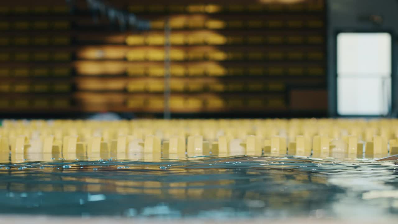 戴着谷歌眼镜的职业游泳运动员为了在自由泳池中赢得比赛，付出了努力和奉献。视频下载