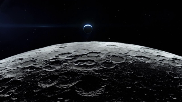 月球和地球在背光下视频素材