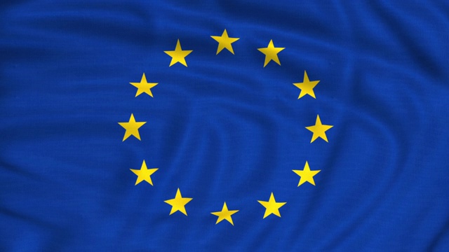 欧洲旗帜飘扬的数字动画视频素材