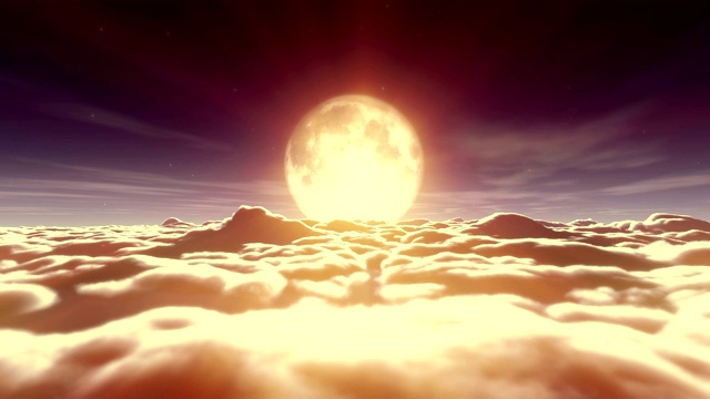 梦飞在云和月亮4k视频素材