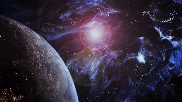 未来宇宙中的旋转蓝色地球视频下载