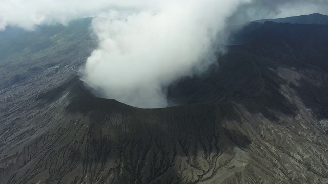 布罗莫火山喷发的鸟瞰图视频素材