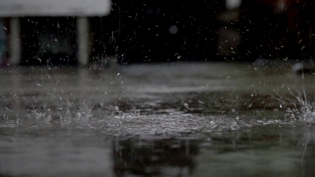 雨滴在地板上的慢动作。视频下载