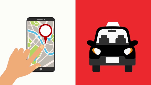 手持移动GPS导航地图定位出租车视频素材