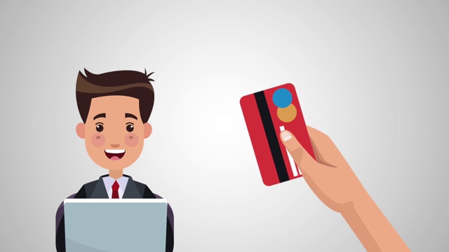 网上购物用信用卡高清动画视频素材
