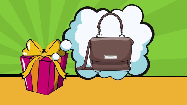 流行艺术时尚包在礼盒高清动画视频下载