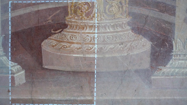 欧洲意大利庞贝古城古代遗迹中圆柱壁画艺术品。视频下载