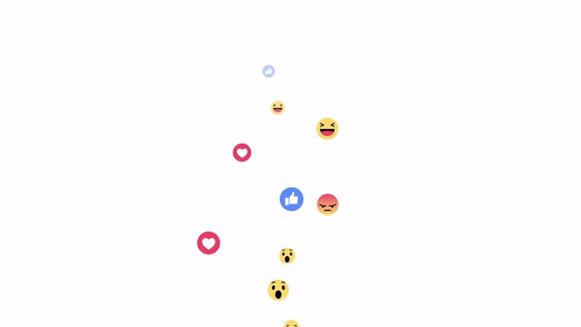 脸书的表情符号从屏幕底部飞到了顶部。视频素材