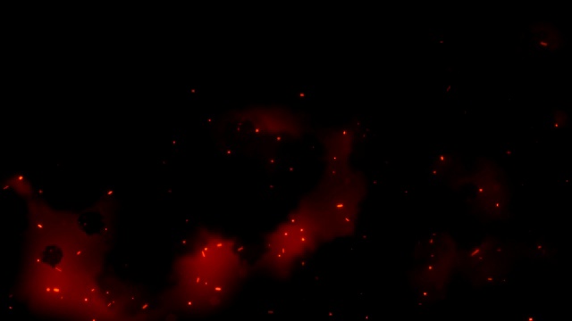 燃烧着的红色炽热的火花从夜空中升起。以火、光和生命为主题的美丽抽象背景。炽热的橙色发光飞行粒子在黑色的背景视频素材