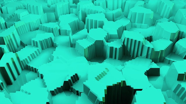 抽象程式化地形现代三维表面模型，三维渲染背景，计算机生成背景视频素材