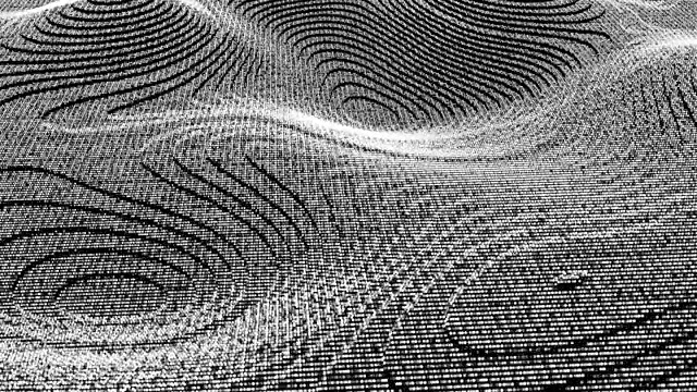 波浪粒子抽象表面闪烁效果，计算机生成的3d渲染背景，如地形或液体表面视频素材