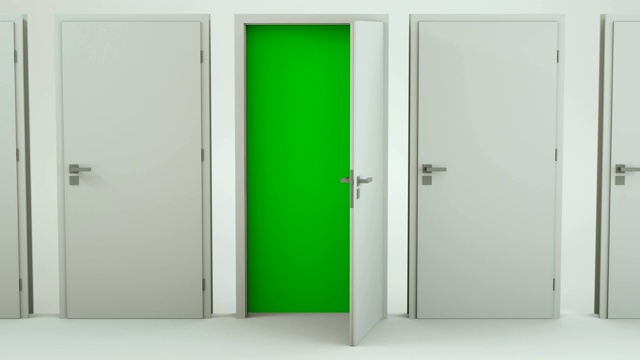 白门打开绿色屏幕-空房间| 4K视频素材