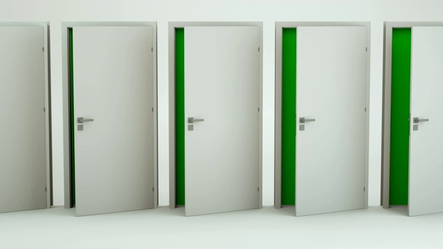 白门打开绿色屏幕-空房间| 4K视频素材