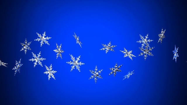 清澈的雪晶体在蓝色的背景视频下载
