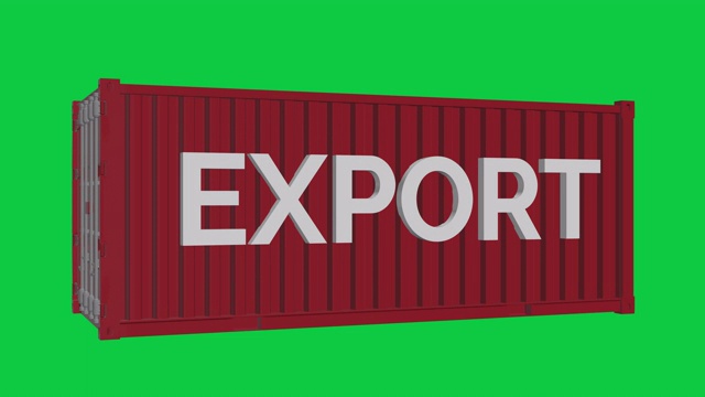出口增长，代表出口增长的4K绿屏集装箱动画视频素材