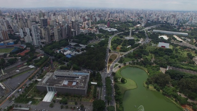 鸟瞰图Ibirapuera公园在圣保罗，巴西视频下载