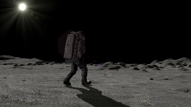 宇航员在月球上行走。这段由美国宇航局提供的视频的一些元素。视频素材