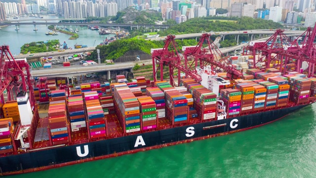 香港集装箱船的超延时视频素材