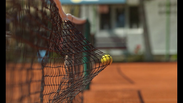 网球打网，慢动作视频素材