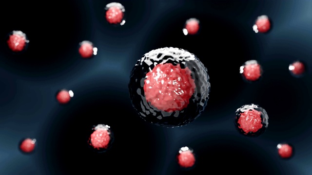 干细胞，细胞核，细胞膜，浮动3d渲染视频素材