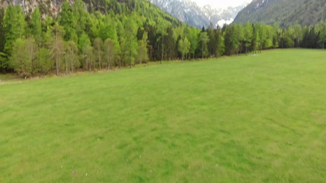 两个朋友在山脚下的草地上跑步视频素材