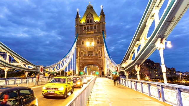 日落时分的伦敦塔桥，时光流逝视频素材