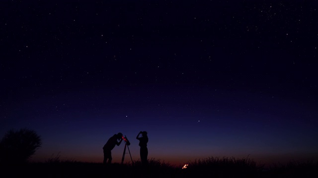 观察夜空的年轻人视频素材