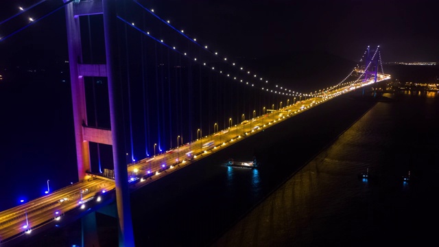 香港，青马大桥夜景视频素材