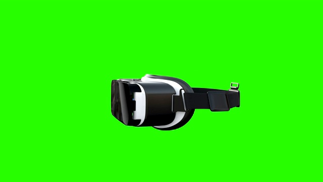 虚拟现实头盔在绿色屏幕上转身视频下载