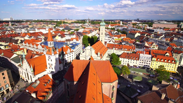 慕尼黑历史中心全景空中城市景观视频下载