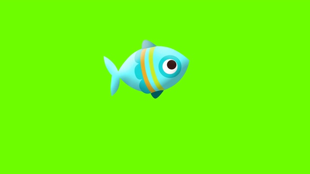 绿色屏幕上的卡通鱼视频下载