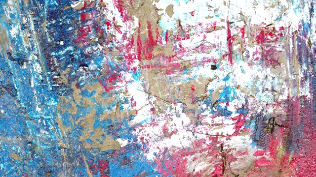 运动抽象派油画，以混凝土墙面为背景视频素材